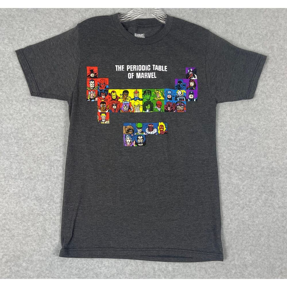 Marvel Peroidic Table of Marvel T Shirt Size S Grey